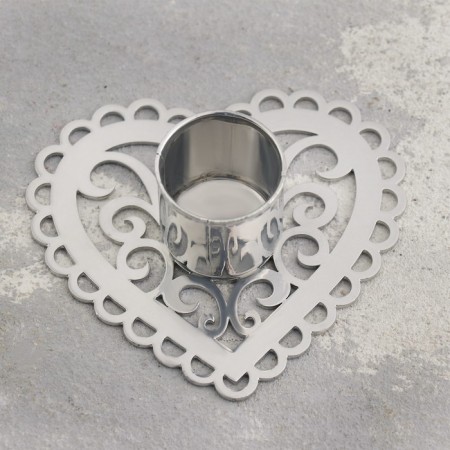 Cloth-Kruzhevo candlestick Metal for one candle, 7.8x2.7 cm, chrome-2