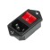 Key switch 250 V 6 A (4C) On -OFF red with backlight and plug C14 3pin Rexant