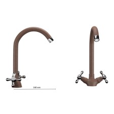 Kitchen mixer Ulgran U012-307, two-wound, Terracotta color