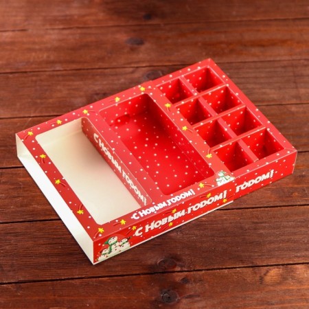 Box for 8 sweets + chocolate "Snowmen", 17.7 x 17.85 x 3.85 cm-3
