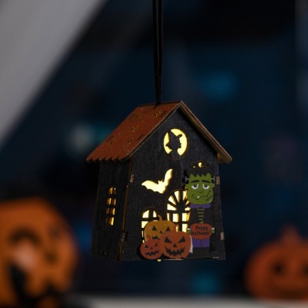 LED suspension "House of Frankenstein" 7 × 9.5 × 6 cm, plastic, batteries LR1130x3, glow warm white-1