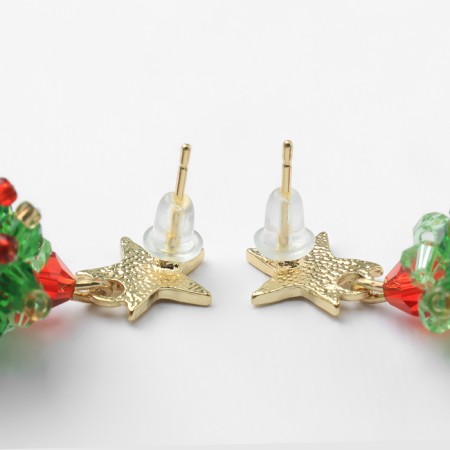 New Year! Earrings "New Year" Christmas trees, colored in gold-3