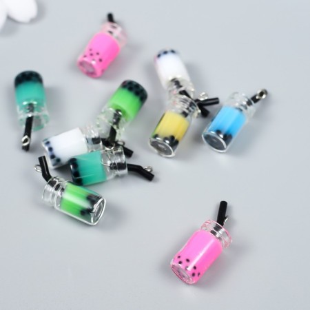 Decor for creativity Glass, plastic "Jars with a smoothie with a loop" mix 1x1x2.4 cm-2