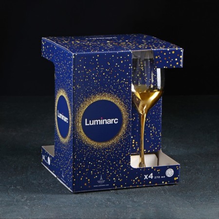 A set of glass glasses for the wine "Electric Gold", 270 ml, 4 pcs-1