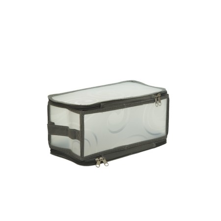 Folding box with a zipper, 30x15x15 cm, transparent with gray