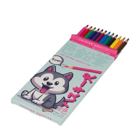 Caucal pencils 12 colors, BrunovisConti Kawaii Animals, Strip 0.4 mm, plastic case, mix-2