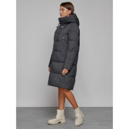 Coat insulated winter female, size 42, dark gray color-1