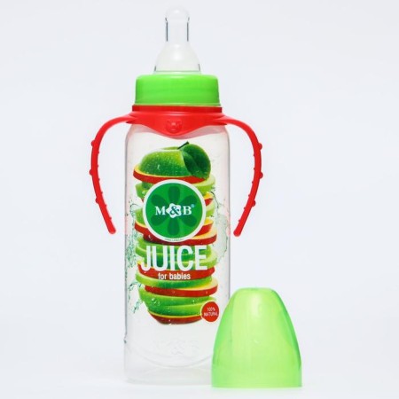 A bottle of feeding "Apple juice", classic throat, 250 ml., 0 months, cylinder, with handles-3