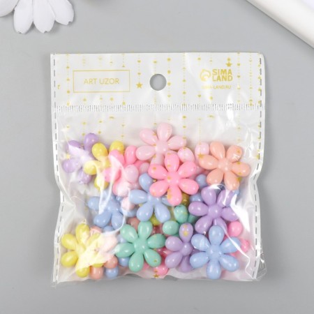 Decor for creativity plastic "Flower" Color set 25 pcs 0.4x2.3x2.3 cm-2