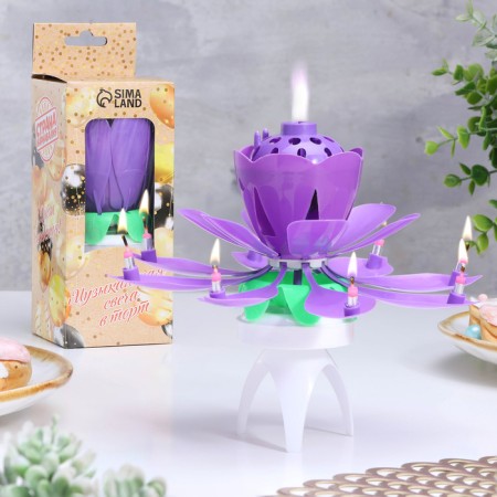 Candle for the cake musical "Tulip", spinning, purple, 14.5 × 6 cm