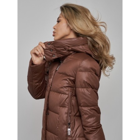 Coat insulated winter female, size 48, color dark brown-15