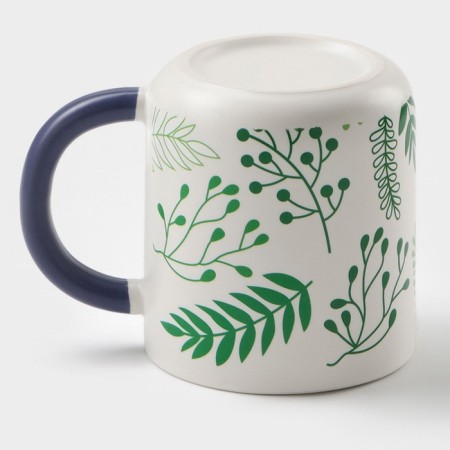 Ceramic mug with a spoon "Herbarium", 350 ml, white color-5