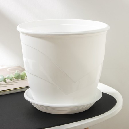 Pot for flowers with the Podon Venice, 4.1 l, D = 21 cm, white color-1