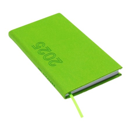 The weekly dated 2025, 85x145 mm, 64 sheets of Escalada, a solid cover made of artificial leather, pancake embossing, block 70 g/m², green-1