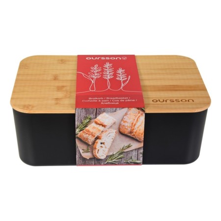 Khlebnitsa Oursson, 29.6 × 19.6 × 11 cm, with a cutting board, black-2