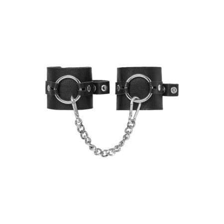 Handcuffs Pecado BDSM, from thick leather with eyelets, genuine leather, black-1