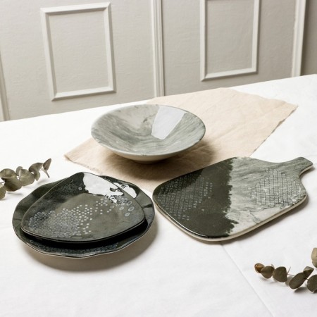 Ceramic plate "Stone", 21.5 cm, dark gray color-8