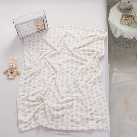 Baby plaid with a toy, size 90x120 cm, beige color-2