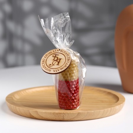 Candle from wax, honey-red, 8 cm-3