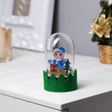 LED figure under the dome "Snow Maiden" 6 × 10 × 6 cm, wood, batteries LR1130X3, glow warm white-1