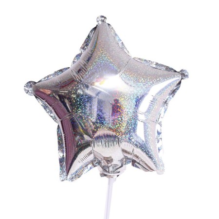 Foil ball 10 ’’ "star", holography, silver-1