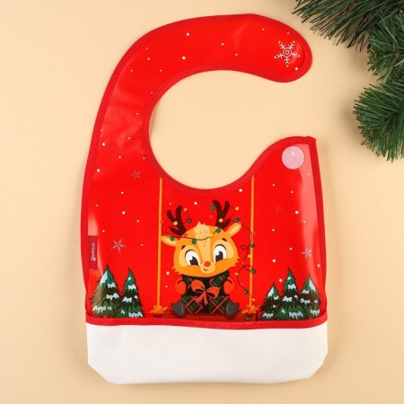 Bibbacement for feeding New Year's “Favorite Gift”, waterproof on Velcro, with pockets, gift packaging, crumb I-4
