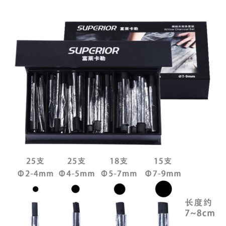 Natural coal 25pcs+25pc+18pc+15pcs, length-7-8 cm, in a cardboard box, black-6