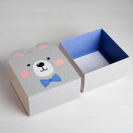 Gift folding box, packaging, "bear cub", 15 x 15 x 8 cm-5