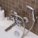 Bath mixer RMS SL115-142E, two-wound, short spout, with a shower set, chrome