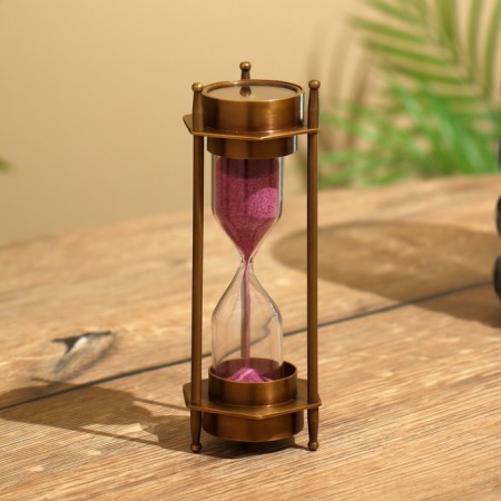 Sanding clock with compass 14x5.5 cm, brass