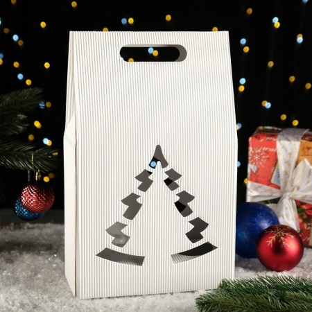 Gift box "Bag with a Christmas tree" Bel./Bel., 24 x 13.5 x 40 cm