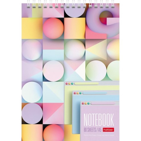 Notepad A5, 80 sheets on the crest of Multicolor, a hard substrate, a perforation for separation, UV lacquer