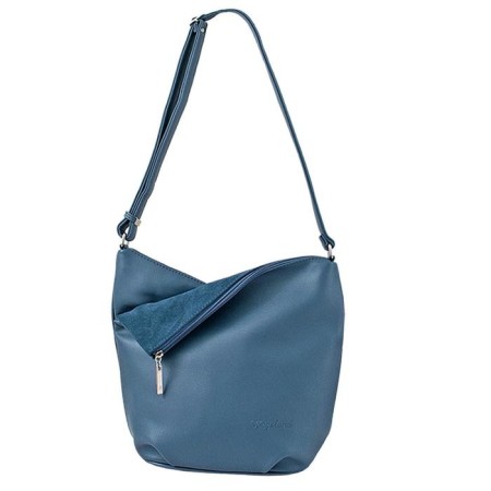 Bag bag claim. Kozh, 2 parts with lightning, blue color 25x15x27cm