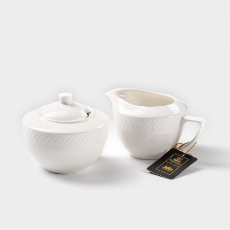 The porcelain setting Wilmax "Julia Vysotskaya", 2 items: sugar tower 340 ml, milkman 280 ml, white color-3