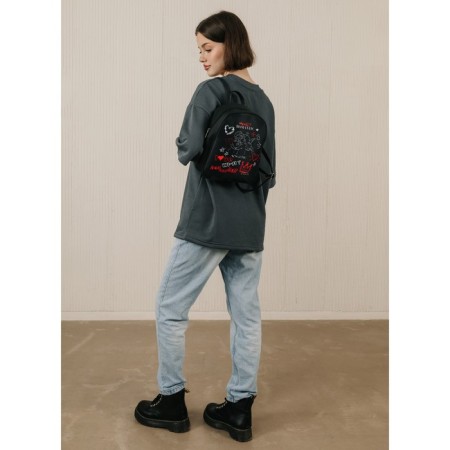 Backpack School Textile Aesthetic, 27x10x23 cm-12