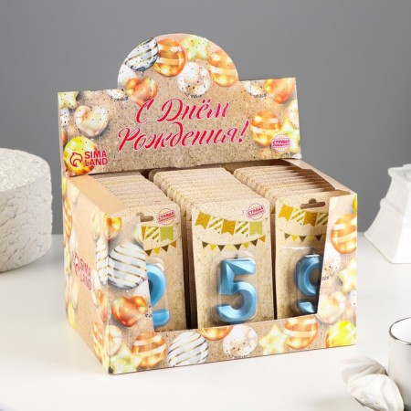 Show Box with candles for the Cake "Gran", Blue, 30 pcs, 8 cm