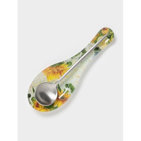 Supple stand under a spoon of “sunflowers”, 23.5 × 8.3 × 1.5 cm, glass, drawing-4