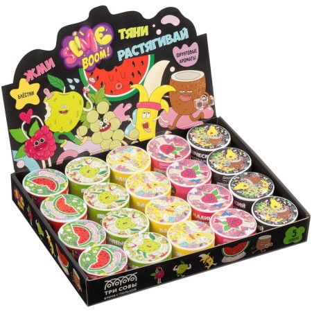 A set of minis slines "Slime Boom. Explosive fruit ”, 70 ml, 20 pcs., 5 species with a globe., Show-box-1