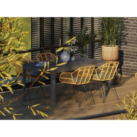 Vetle Bent chair, 560 × 570 × 810 mm, artificial rattan, beige color / black-9