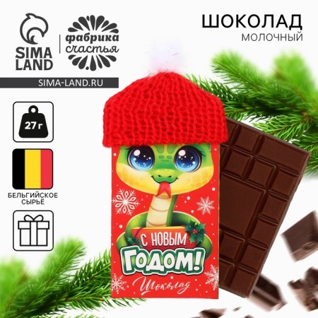 New Year! Dairy chocolate "Snake" in a hat, 27 g.