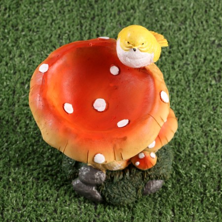Garden figure - a drinker "Bird on a mushroom" 13x15x20cm ////-3