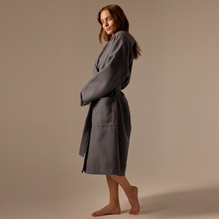 WAFEL Women's bathrobe SL Home: Waffle "Grig Sandre", size S, 100% cotton, 320 g/m2-6