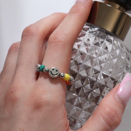 Ring "Smiley", colored in silver, 17 size-2