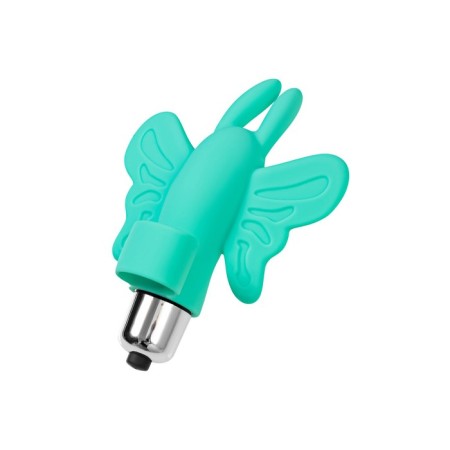 Vibro-tank-button on the finger Eromantica Butterfly, 10 cm, silicone, mint-6