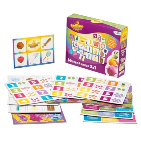 Game set 3 in 1 "Sunny Bunny": lotto with riddles, memo-para, domino account-1