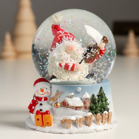 Souvenir Polystone Water Ball "Santa Claus with violin" 7x8x9 cm-5