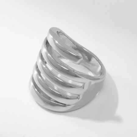 Ring Metal "Trend" five lines, color silver, size 16-1