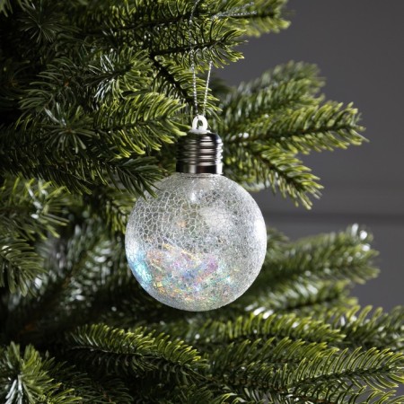 Christmas ball "Frosty pattern", d = 8 cm, 1 LED, LR44x3 (in the set), glow warm white-1
