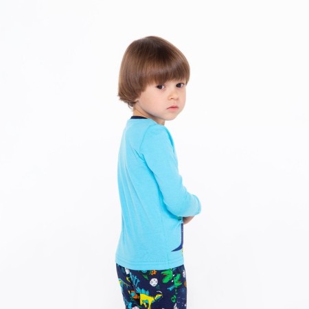 Pajamas for the boy Dino, the color is blue/dark blue, height 110-116 cm-4