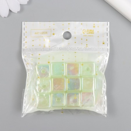 Busina for creativity plastic "Cube. Purumatic shine" Green 1.4x1.4x1.4 cm-2
